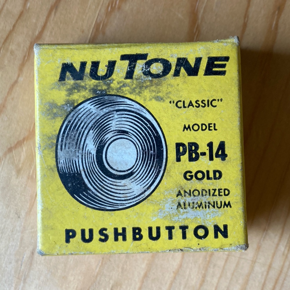 Vintage NuTone door bell chime pushbutton gold